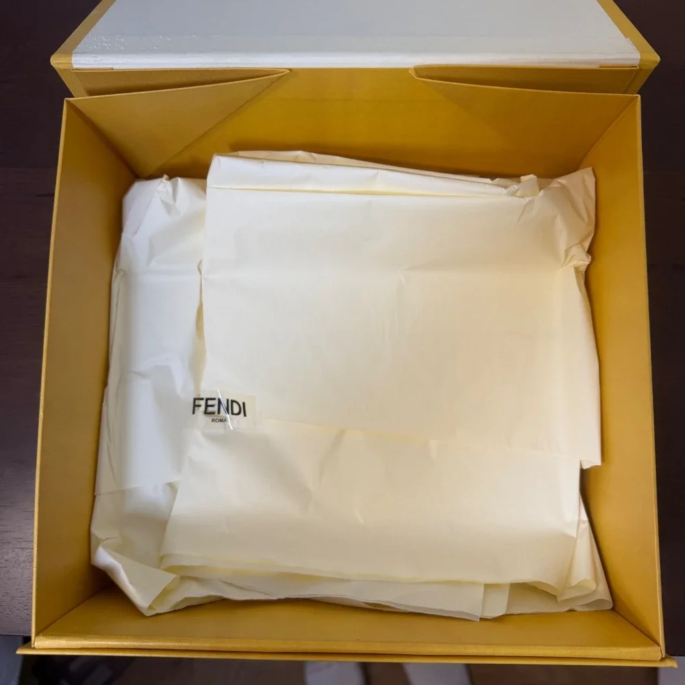Fendi Roma Empty Yellow Magnetic Gift Box 9.5x8.5x4 Authentic Packaging w Tissue